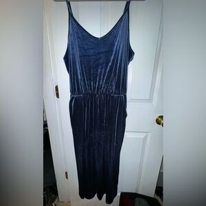 Elegant Navy Blue Velvet Jumpsuit
